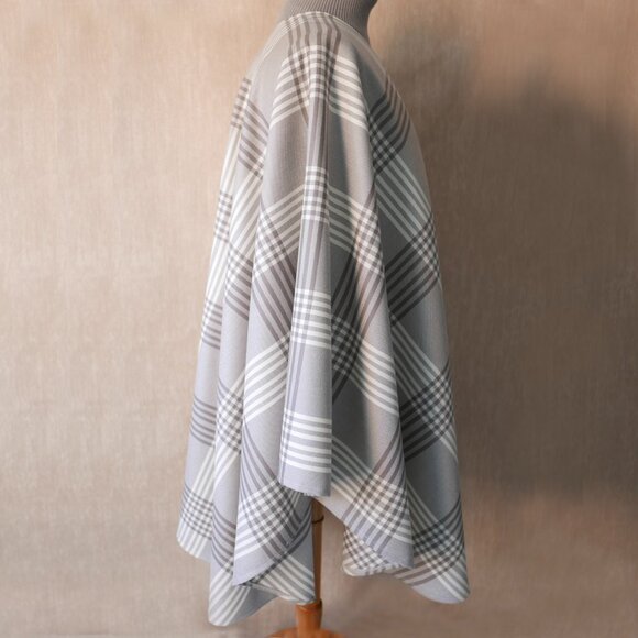 Taupe & Cream Plaid Pure Italian Wool Cape Coat - Picture 6 of 6